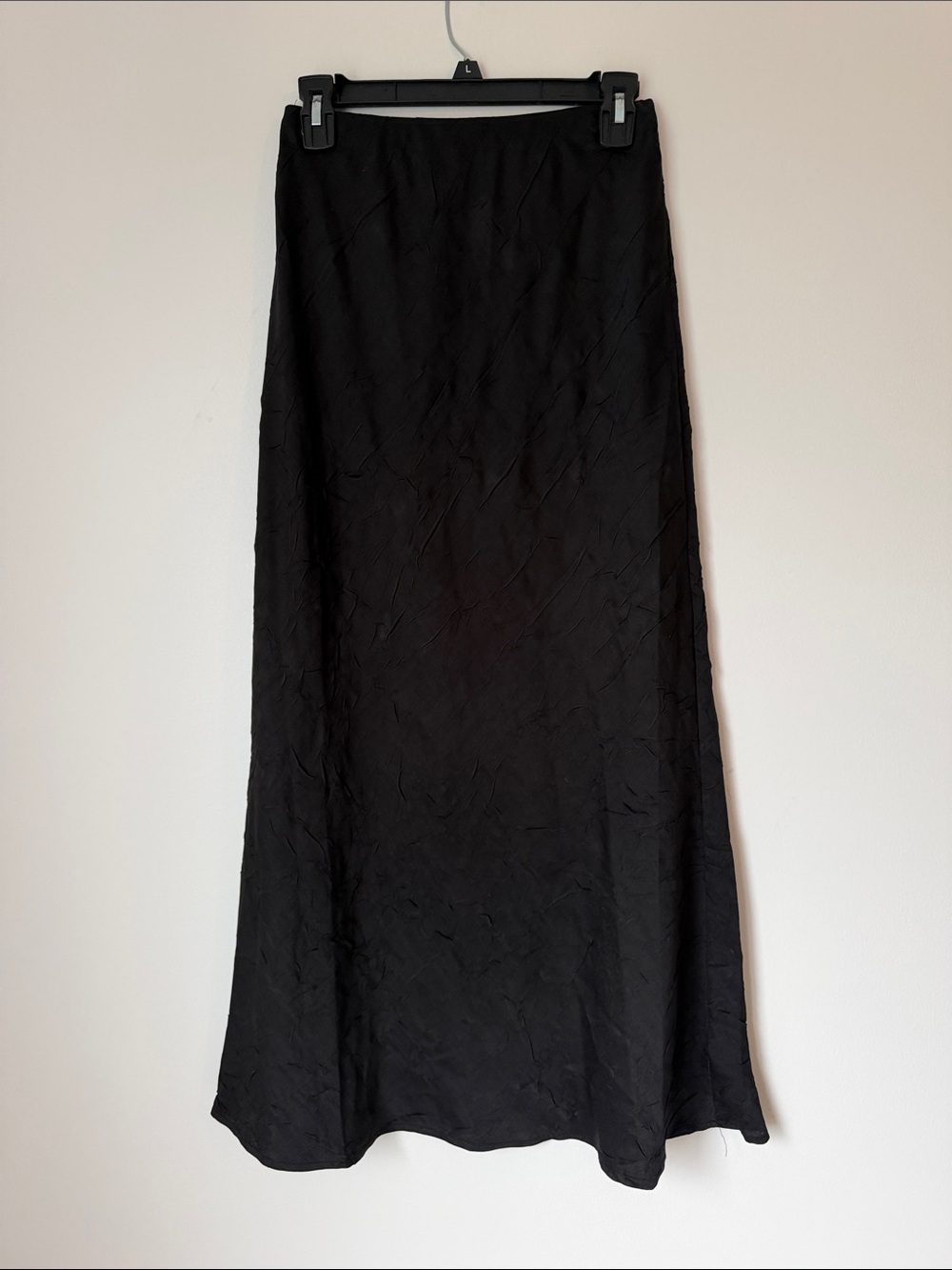12th Tribe Black Textured Maxi Skirt